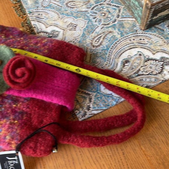 JZ Bags 100% Wool, Felted shoulder bag purse two interior pockets flower - Picture 8 of 11
